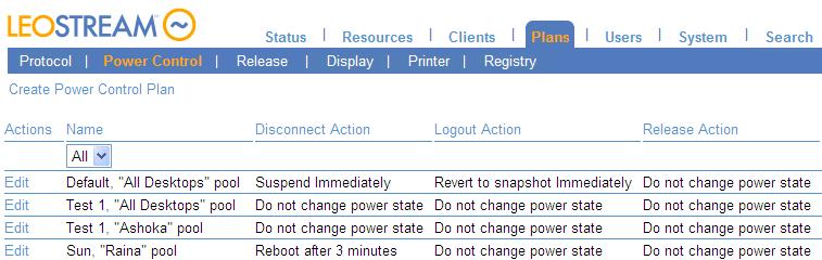 Quick Start Power Control Plans Power control and release plans allow you to take actions on the user s remote desktop based on different events, such as: When the user disconnects from their desktop