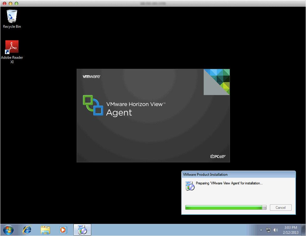 Exercise 2: Install View Agent and Enable Persona Management on Desktop Image Virtual Machine 1. Launch the VMware Horizon View Agent installer.