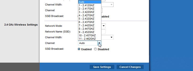 f. Click the Network Mode drop-down menu under 2.4GHz Wireless Settings. What 802.11 technologies are supported? g. Choose Mixed in the Network Mode drop-down menu.