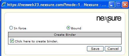 To issue the binder, make sure to click the check box to create