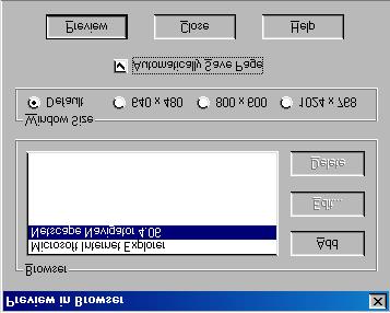 3. Click on Netscape Navigator so that it is highlighted. 4. For Window Size, select Default so that it is check marked. 5. Click the Automatically Save Page box so that it is check marked. 6.