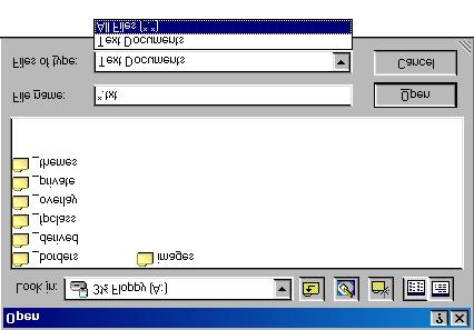 14. Select All Files from the Files of Type menu. All files on the floppy disk are displayed. 15. Double-click: index.htm 16. Scroll through the code.