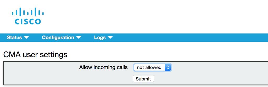 2. Set Allow incoming calls to not allowed and select Submit.