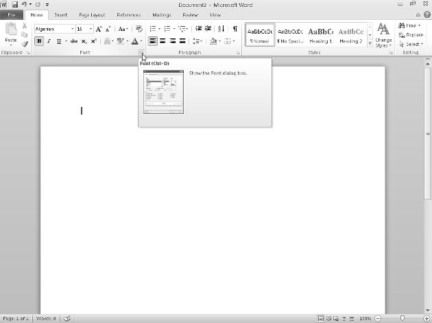 Chapter 1: Introducing Microsoft Office 2010 27 Figure 1-17: The Show Dialog Box appears in many grouped commands on the Ribbon.
