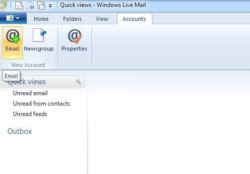 P age 6 Email Setup for Live Mail 2011 Launch Windows Live Mail 1.