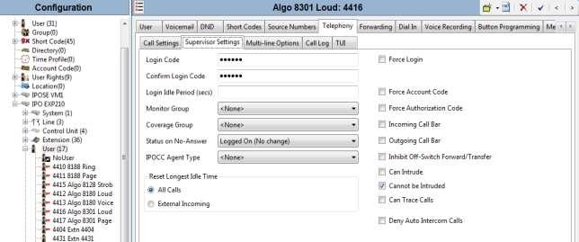 16 from Section 5.4. Select the Telephony tab, followed by the Supervisor Settings sub-tab, and enter a desired Login Code.