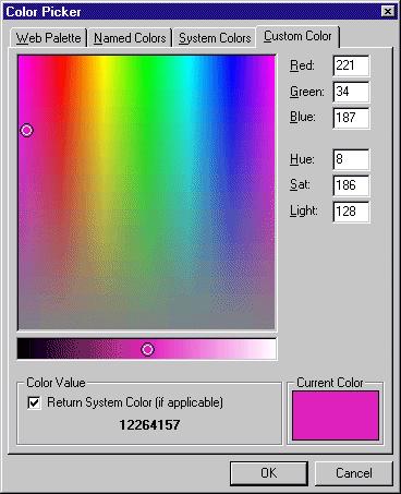 172 C HAPTER 4. Click the color box. The Color Picker screen appears.