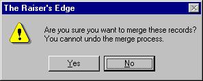 Note: When you click No, you return to the Nonconstituent Merge Utility and nothing happens. 10. To merge the records, click Yes.