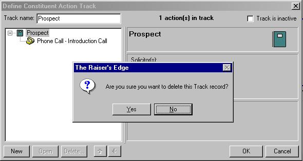 290 C HAPTER Deleting an action track This procedure shows you how to delete an action track from your database.