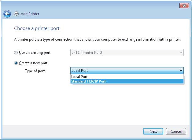 2.INSTALLING PRINTER DRIVERS FOR WINDOWS 4 Select [Add a printer using a TCP/IP address or hostname], and click [Next]. When you are using Windows Vista / Windows 7 / Windows 8.