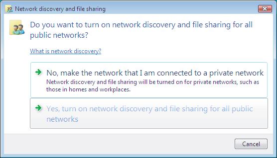 3 The [Network discovery and file sharing] dialog box appears.