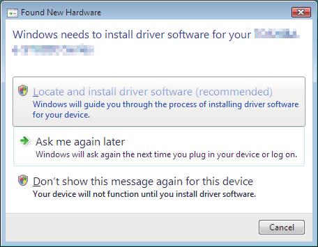 2.INSTALLING PRINTER DRIVERS FOR WINDOWS 5 Click [PnPX Device Association] on the task bar. The [Found New Hardware] dialog box appears.