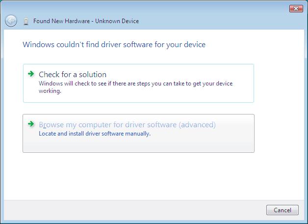 INSTALLING PRINTER DRIVERS FOR WINDOWS The [Found New Hardware - Unknown Device] dialog box appears. 7 When the confirmation dialog box for online search is displayed, click [Don t search online].