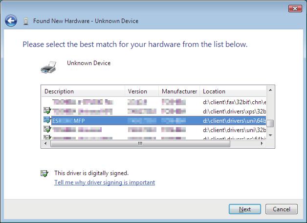 2.INSTALLING PRINTER DRIVERS FOR WINDOWS 9 Select the printer driver to be