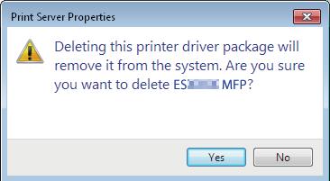 Select [Remove driver and driver package] and click [OK].