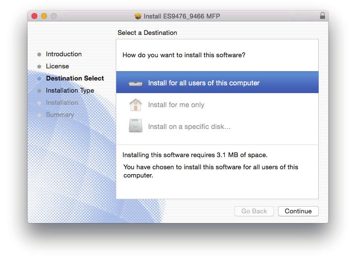 3.INSTALLING PRINTER DRIVERS FOR MAC OS 7 Click [Install] (or [Upgrade]).