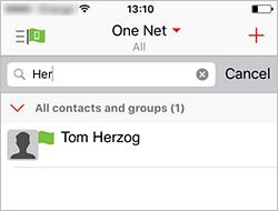If you contact some people more often than others, you can add them to your One Net contact list, to keep them at hand. 2.