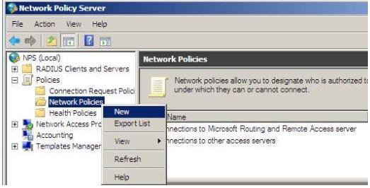 Creating a New Network Policy with Filter-Id Attribute (Windows 2008) This is section is specifically for adding a new Network Policy along with a Filter-Id attribute to Network Policy within