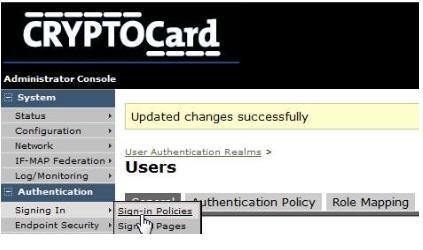 5. Next is to check the Sign-in Policies section to ensure that the default User URL is set to allow all User