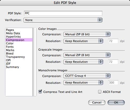 to Manual Zip (8bit) Resolution is set to Keep Resolution Monochrome Images Compression is