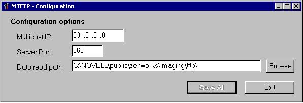 Configuring the MTFTP Server 3 Click Save All to save new settings. or Click Exit to terminate the configuration utility without saving changes.