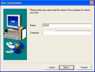 In the user information dialog, enter the