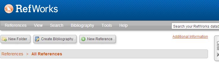 3.9 Manually adding a new reference To add a new reference manually, select the New Reference icon at the top of the screen: 1.