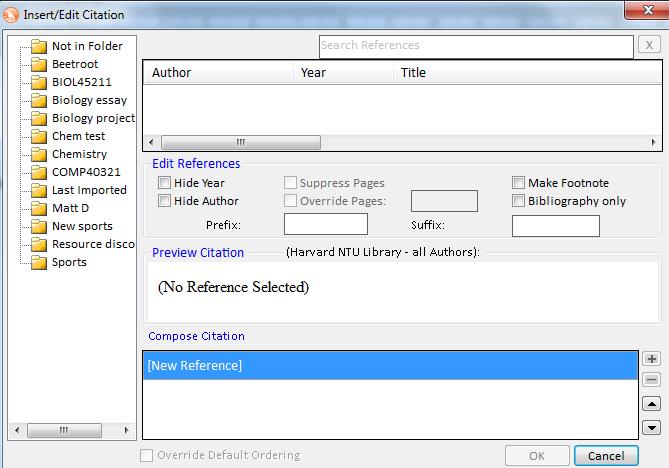 3. Select the appropriate reference by clicking on to it and