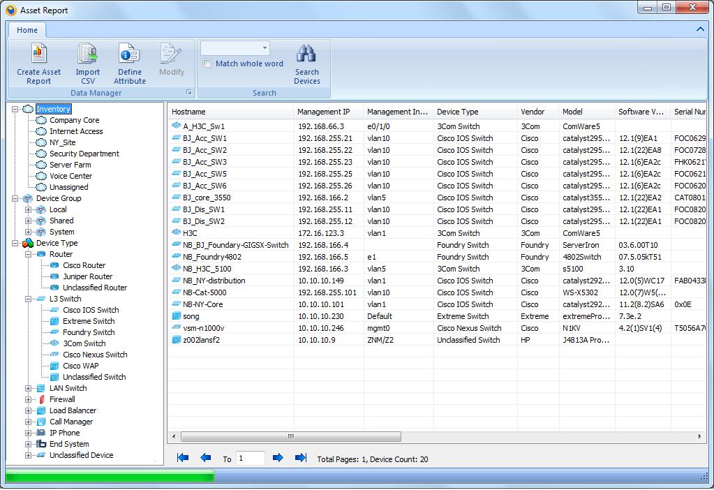 Inventory Report Enhancements Show device inventory information by sites, device groups, or device types. Show device module information and interface information.
