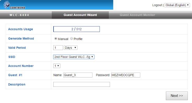 accounts, set expiry limits and printout tickets. Guest Portal Type Dynamic must be selected to use Front Desk. 1.