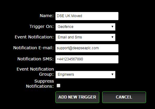 4.3.3.2 GATEWAY TRIGGER 4.3.3.2.1 GPS A GPS Event Trigger activates when the DSEGateway s location has changed.