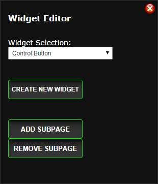 4.6.2 WIDGET SELECTION The Widget Selection tool enables the user to add, edit or delete these control buttons from the DSEWebNet to suit their application. Select the type of widget to be created.