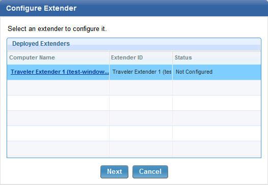 The Configure Extender window contains several fields that are related to your Lotus Traveler Server. The settings for these fields must be provided by your administrator.