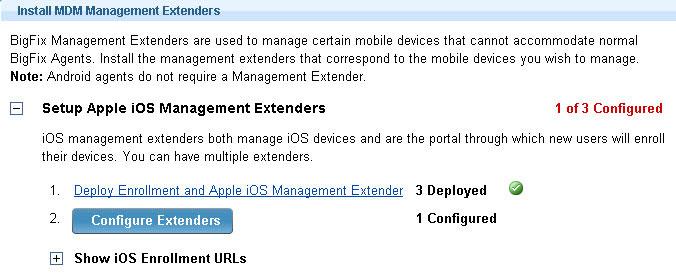 Management Extender for ios The Management Extender for Apple ios must be installed on the Tivoli Endpoint Manager server or on a relay.