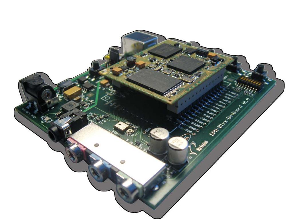 The form factor of CDEV-BF5xx allows an easy integration of the kit into OEM products. Dedicated interfaces such as Ethernet, CAN, USB2.