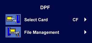 PDF sub menu Select Card: User may select from the following kinds of memory cards: Compact