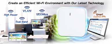 demand for wireless communication, PLANET WDAP- C7200E 1200Mbps Dual Band 802.11ac Wireless AP supports central management through PLANET AP controllers. With IEEE 802.