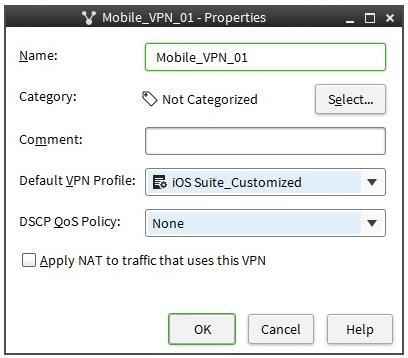 VPN ELEMENT Next we create VPN element that will be used in the access rule that allows mobile VPN connections. 1. Configuration > VPN > Policy-Based VPNs > New > Policy-Based VPN 2.