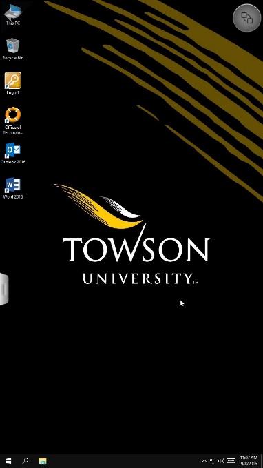 Connection Menu The Connection Menu allows you to switch between the Towson Desktop and other available software via the Virtual Workspace.