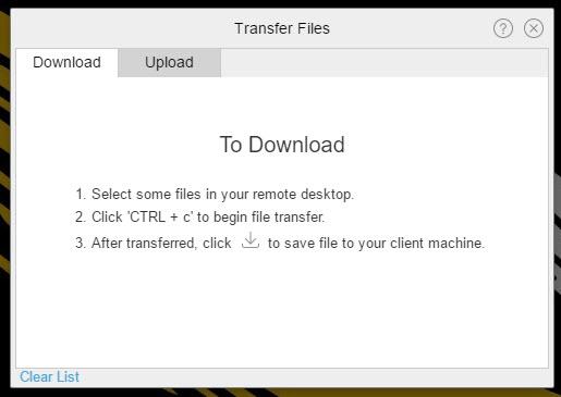 Transfer Files Using a Web Browser When using a web browser to access a virtual desktop, the File Transfer panel must to be used to transfer files to and from the virtual desktop.