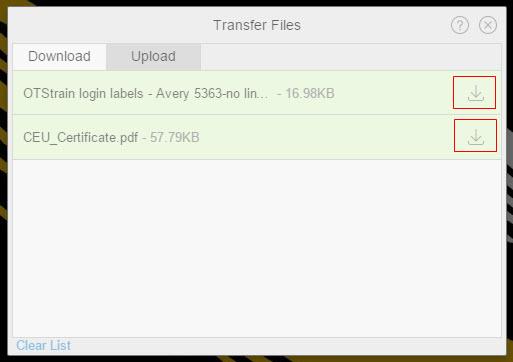 Figure 62 4. Click the download icon corresponding with each file you wish to transfer. The file or files will be saved to the Downloads folder on your machine. Uploading Files 1.