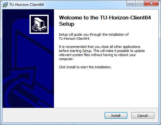 5. The VMWare Horizon screen will appear. Click the Install VMWare Horizon Client icon. Figure 10 6.