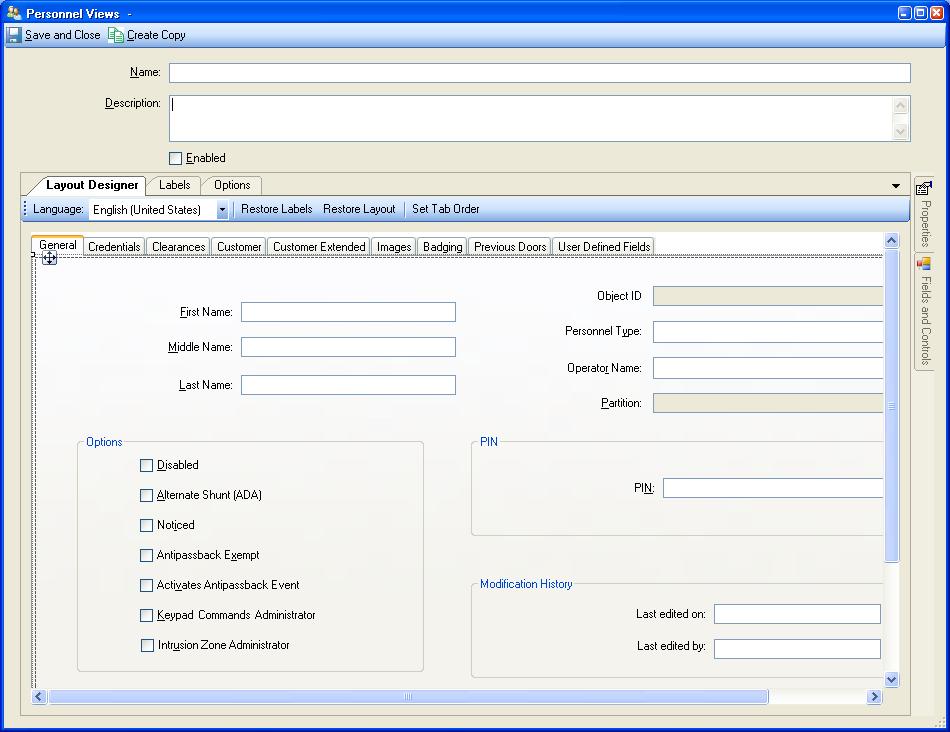 Personnel Views Editor Figure 39: Personnel Views Editor NOTE Because the Personnel Views editor needs to load Personnel View data and the tools to edit this data, as well as any User-defined Fields