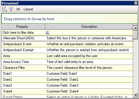 Personnel Object Tasks Click on a column that is currently displayed in the view (marked with column from the view.