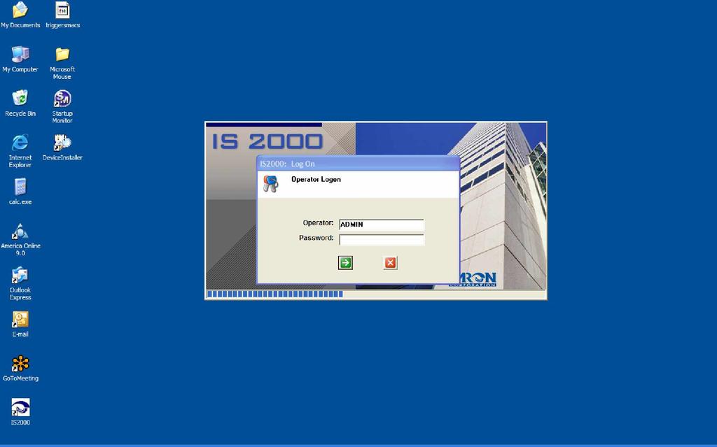 Logging On When you are ready to learn more about your IS2000 system, start by logging on. Figure 1 - Operator Logon 1. Select the IS2000 icon from your desktop to access the IS2000 application.