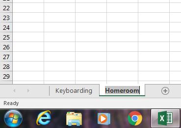 16 Right click over top of tab that says Sheet 2 and choose rename and call it Homeroom click OK Copy &