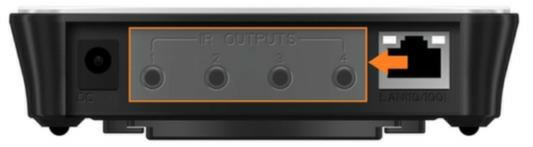 Rear Panel Description Below are the components that make up the rear of the MXHP-H500 hub: Infrared Outputs The rear panel of the hub has four (4) infrared emitter ports, allowing for control of