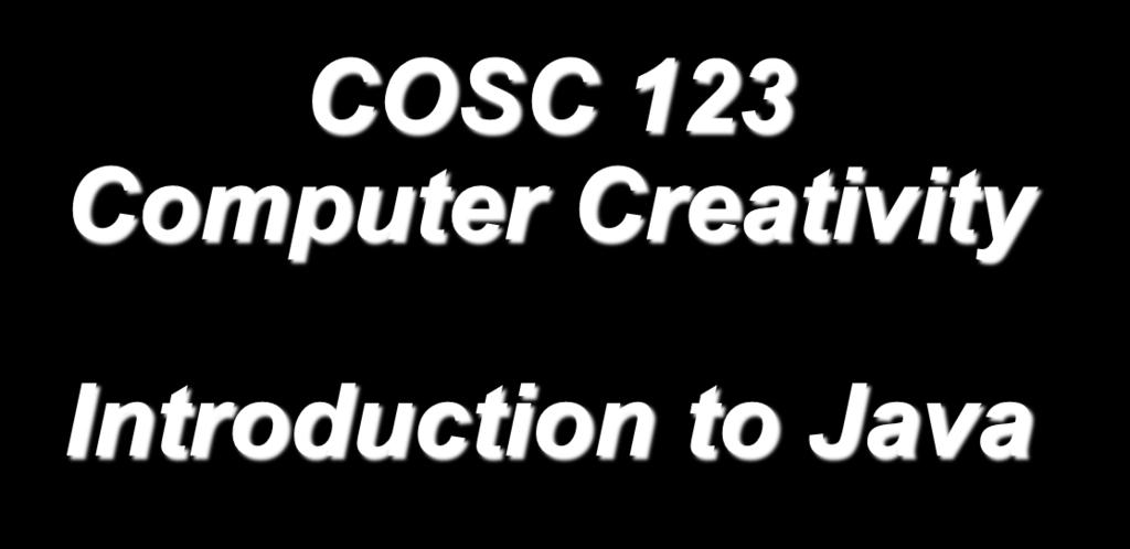 COSC 123 Computer