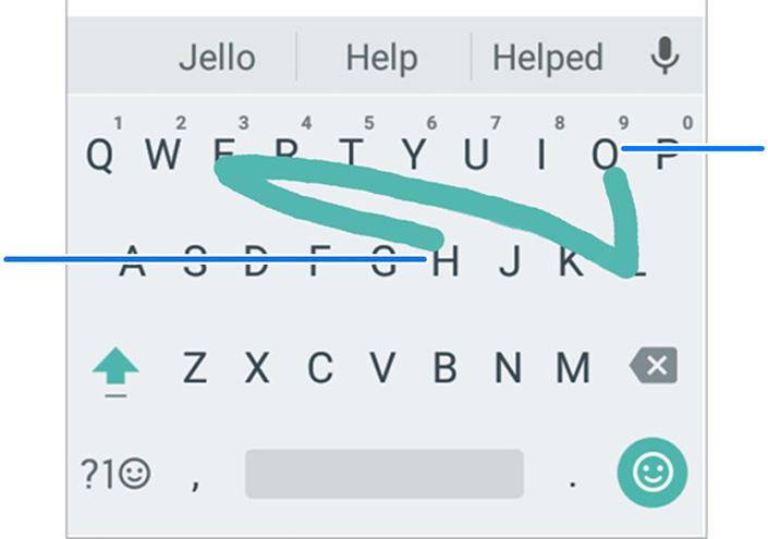 Gesture Typing The Google Keyboard supports the gesture typing feature. You use this feature to input a word by sliding through the letters. To enable and use gesture typing: 1.