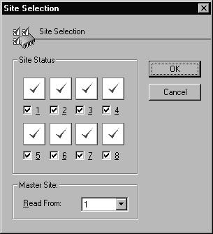 The Site Selection Dialog Box To select which programming sites to use, just check the check boxes corresponding to those programming sites.
